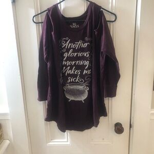Torrid Hocus Pocus Purple Long Sleeve Cold Shoulder Tee